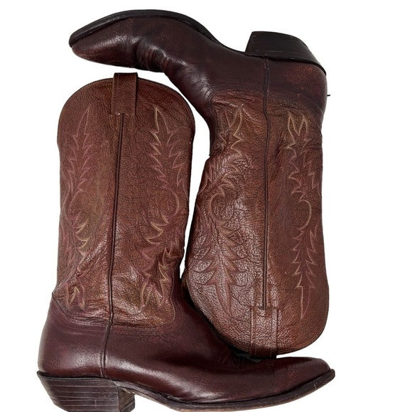 Nocona Leather Western Boots Brown Size 9D Med Pointed Toe Hand Stitched USA - Picture 5 of 16